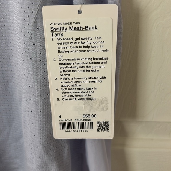 NWT Lululemon swiftly tank top
Size 4
Lavender purple - Picture 2 of 4